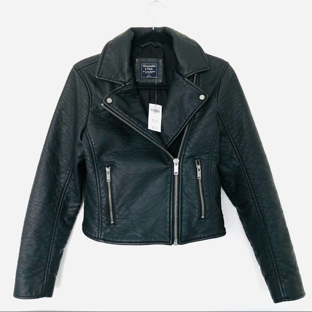 Abercrombie & Fitch Black Faux Leather Jacket S